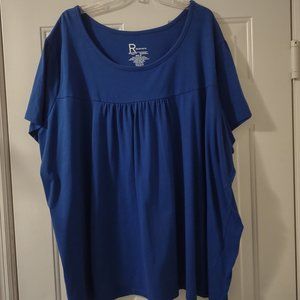Roaman's Top, Short Sleeved, Blue, Size 4X